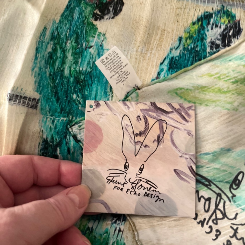ECHO NWT $148 100% silk toucan long scarf - Picture 2 of 7